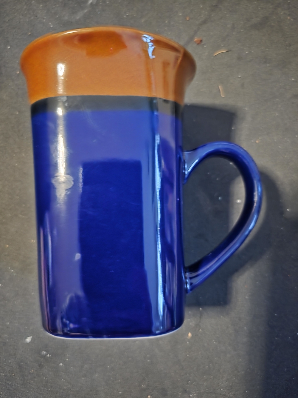 Blue and Brown Glazed Ceramic Mug